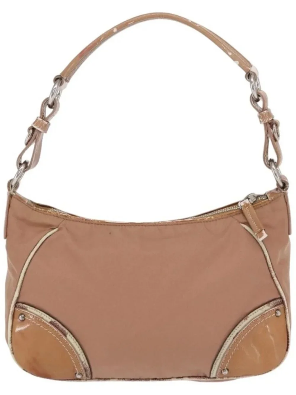 PRADA Shoulder Bag Nylon Beige Silver Auth 169041 - Picture 2 of 16